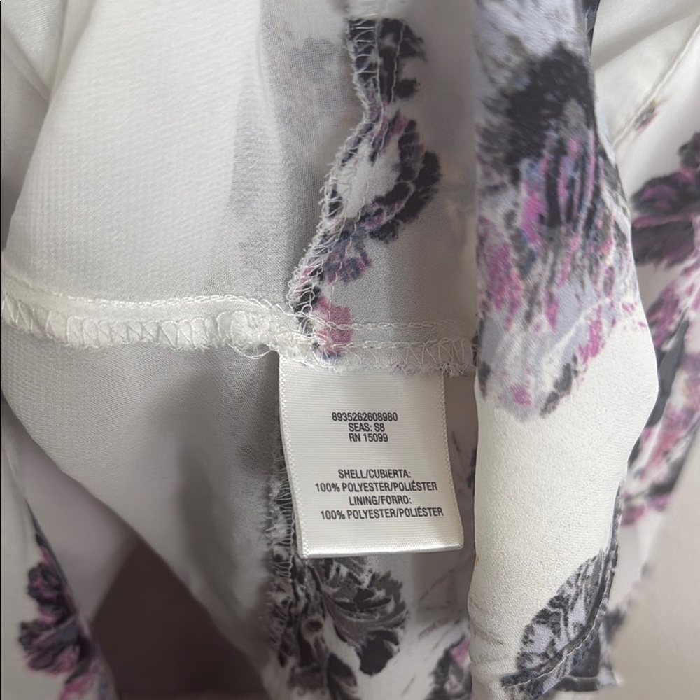 Women’s L Simply Styled Floral Sleeveless Blouse - White and Purple - Picture 3 of 4